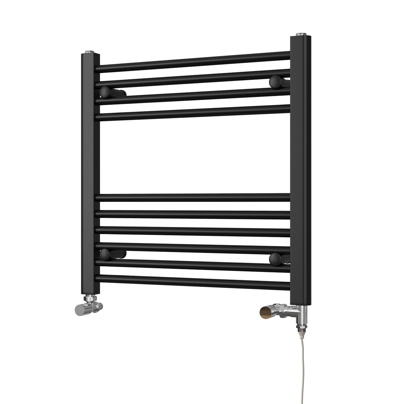 Zennor - Black Dual Fuel Towel Rail H600mm x W600mm Standard - Straight
