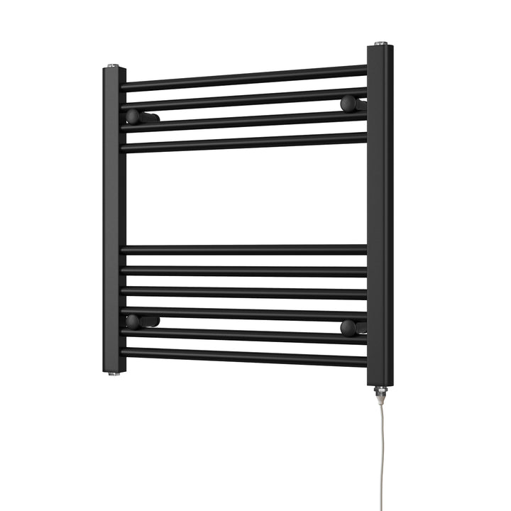 Zennor - Black Electric Towel Rail H600mm x W600mm Straight 200w Standard