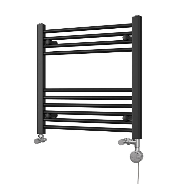 Zennor - Black Dual Fuel Towel Rail H600mm x W600mm Thermostatic - Straight