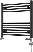 Zennor - Black Dual Fuel Towel Rail H600mm x W600mm Thermostatic - Straight