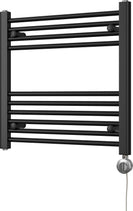 Zennor - Black Electric Towel Rail H600mm x W600mm Straight 300w Thermostatic