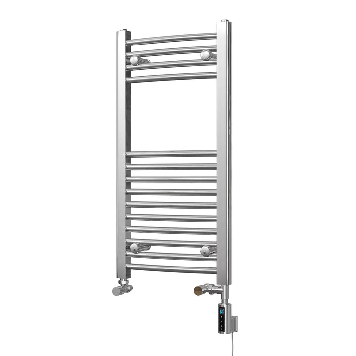 Zennor - Chrome Dual Fuel Towel Rail H800mm x W400mm Thermostatic WIFI - Curved