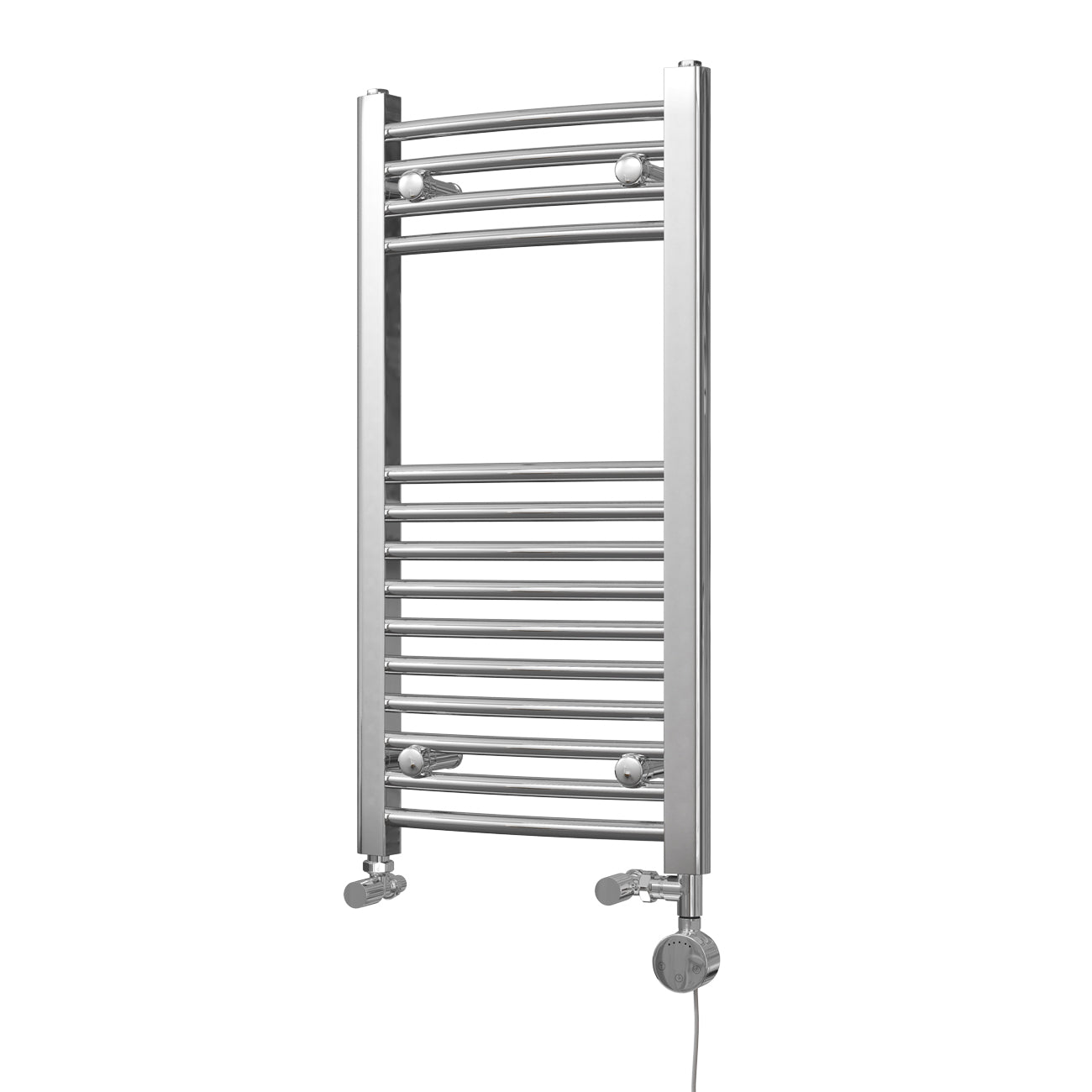 Zennor - Chrome Dual Fuel Towel Rail H800mm x W400mm Thermostatic - Curved