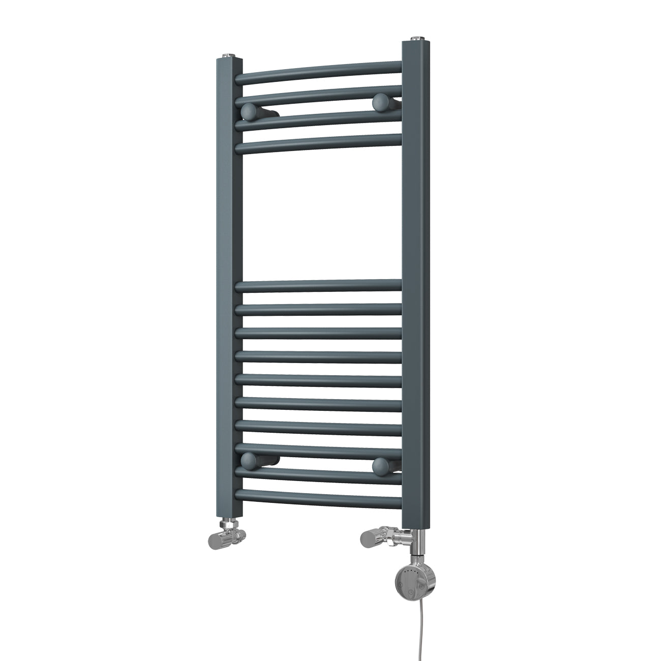 Zennor - Anthracite Dual Fuel Towel Rail H800mm x W400mm Thermostatic - Curved