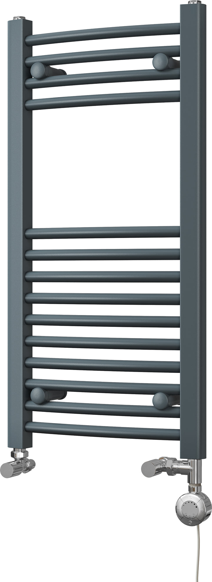 Zennor - Anthracite Dual Fuel Towel Rail H800mm x W400mm Thermostatic - Curved