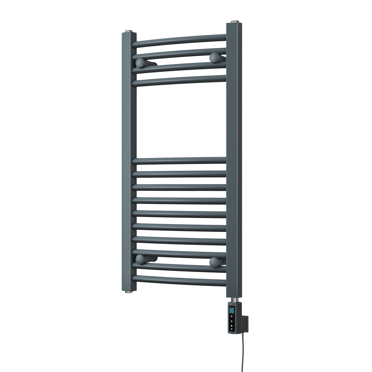 Zennor - Anthracite Electric Towel Rail H800mm x W400mm Curved 300w Thermostatic WIFI