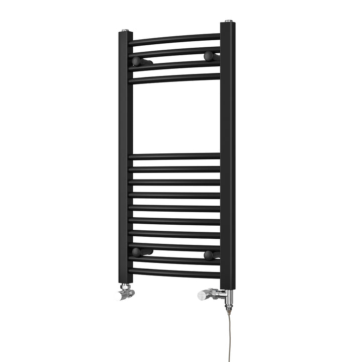 Zennor - Black Dual Fuel Towel Rail H800mm x W400mm Standard - Curved