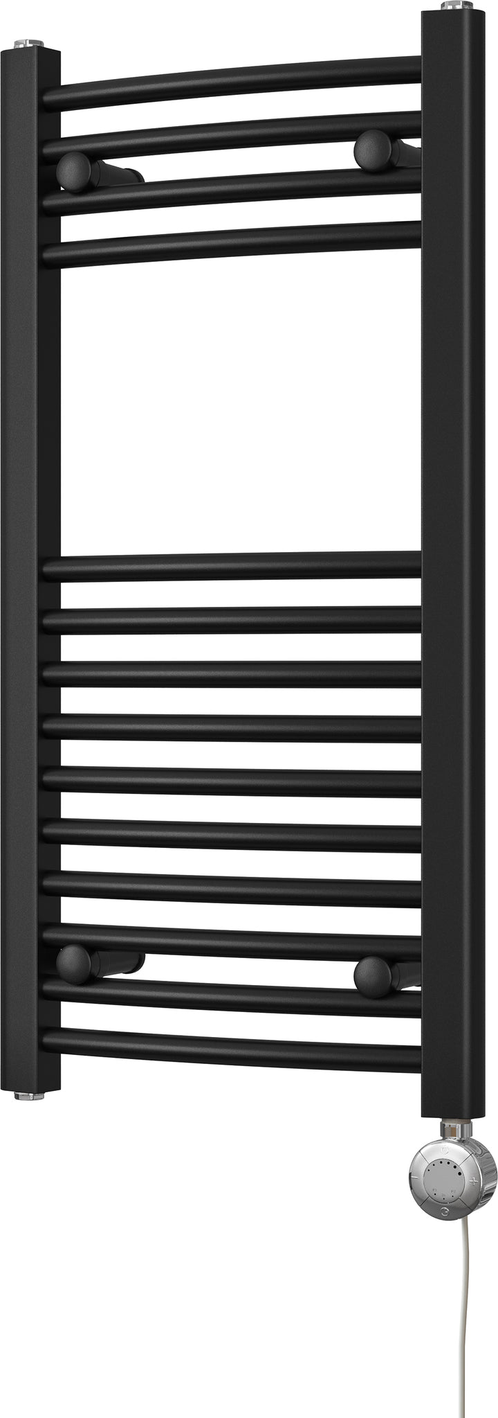 Zennor - Black Electric Towel Rail H800mm x W400mm Curved 300w Thermostatic