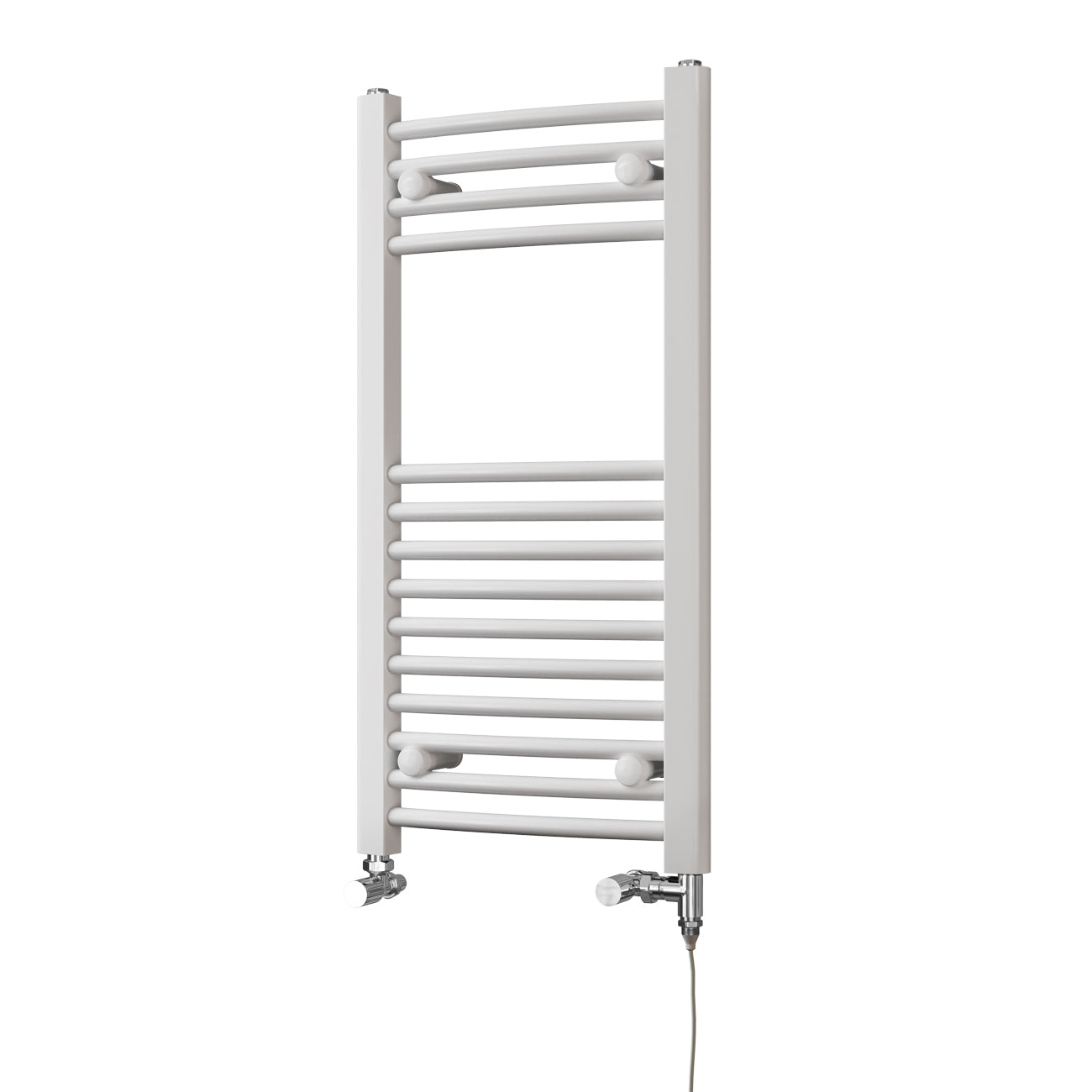 Zennor - White Dual Fuel Towel Rail H800mm x W400mm Standard - Curved