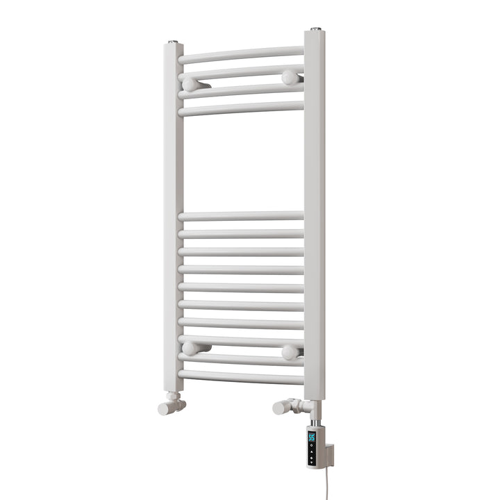 Zennor - White Dual Fuel Towel Rail H800mm x W400mm Thermostatic WIFI - Curved