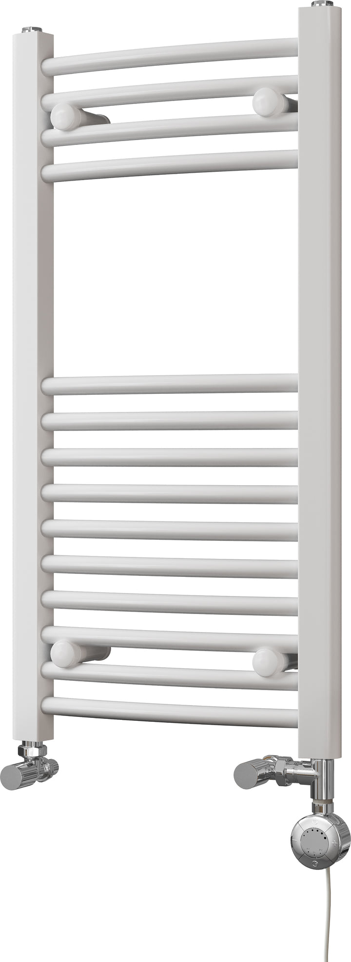 Zennor - White Dual Fuel Towel Rail H800mm x W400mm Thermostatic - Curved