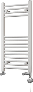 Zennor - White Dual Fuel Towel Rail H800mm x W400mm Thermostatic - Curved
