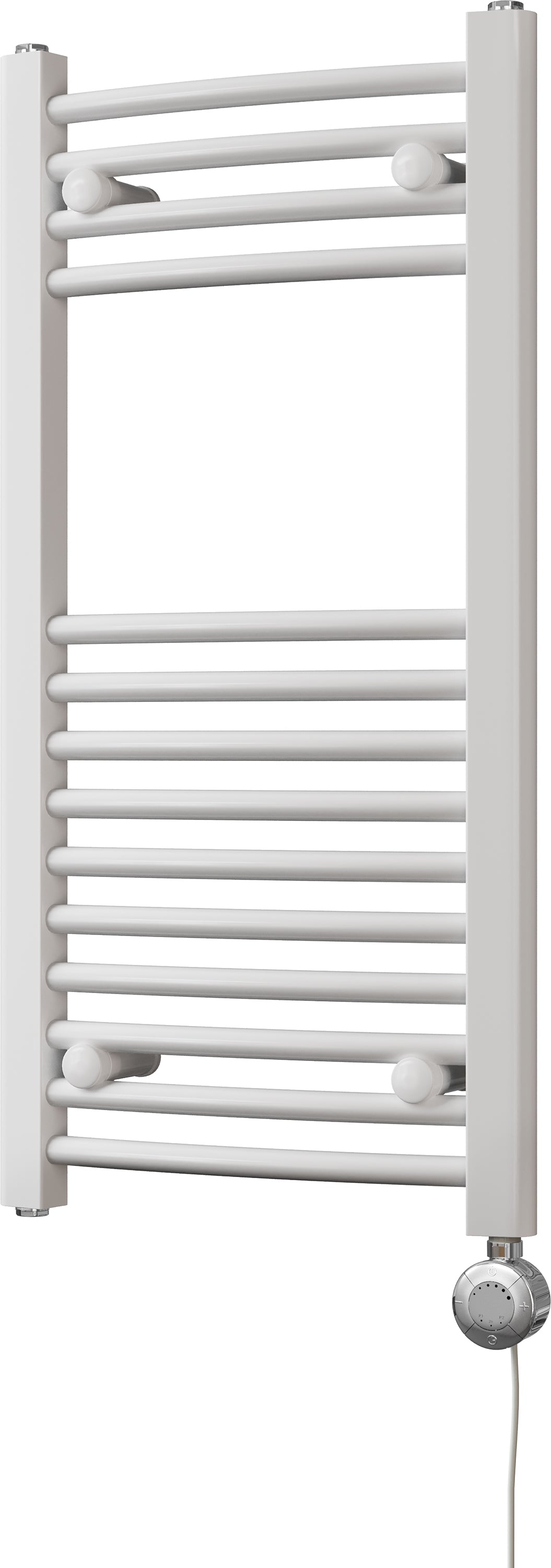 Zennor - White Electric Towel Rail H800mm x W400mm Curved 300w Thermostatic