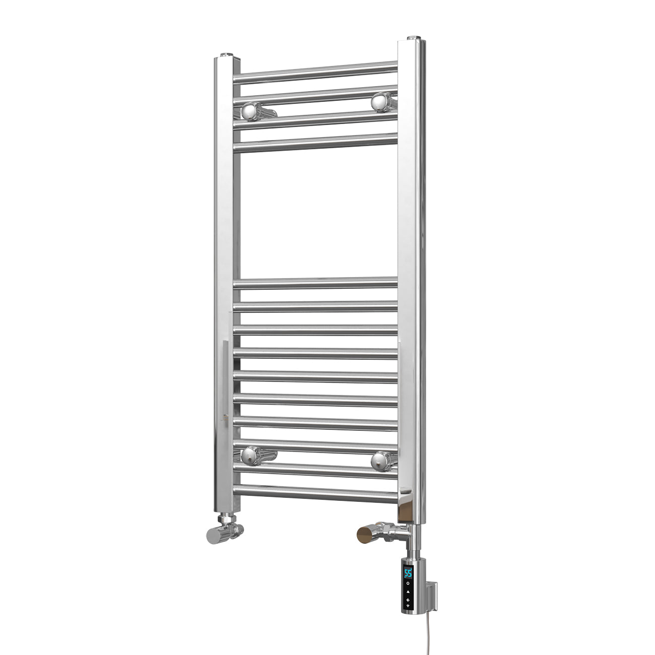 Zennor - Chrome Dual Fuel Towel Rail H800mm x W400mm Thermostatic WIFI - Straight