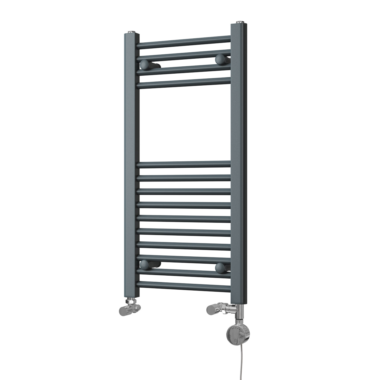 Zennor - Anthracite Dual Fuel Towel Rail H800mm x W400mm Thermostatic - Straight