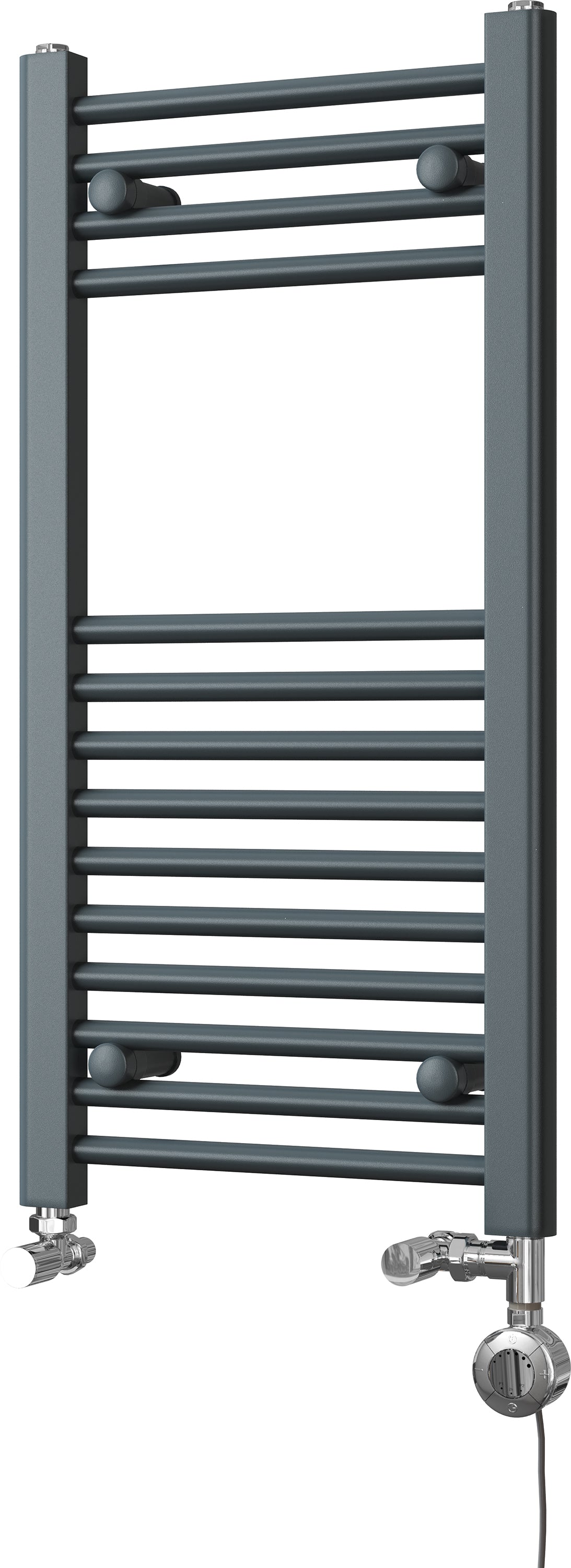 Zennor - Anthracite Dual Fuel Towel Rail H800mm x W400mm Thermostatic - Straight