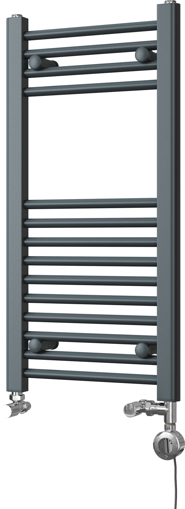 Zennor - Anthracite Dual Fuel Towel Rail H800mm x W400mm Thermostatic - Straight