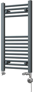 Zennor - Anthracite Dual Fuel Towel Rail H800mm x W400mm Thermostatic - Straight