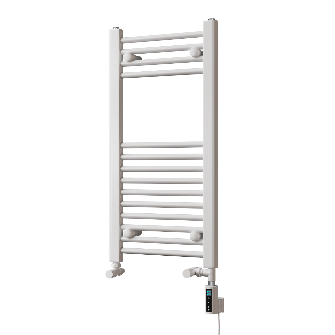 Zennor - White Dual Fuel Towel Rail H800mm x W400mm Thermostatic WIFI - Straight