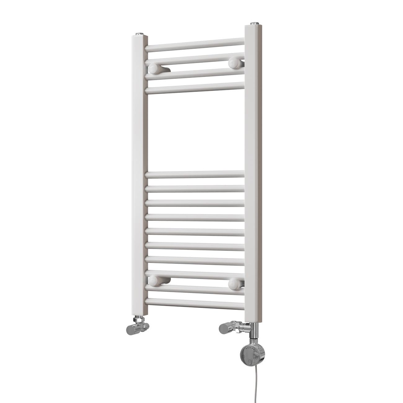 Zennor - White Dual Fuel Towel Rail H800mm x W400mm Thermostatic - Straight