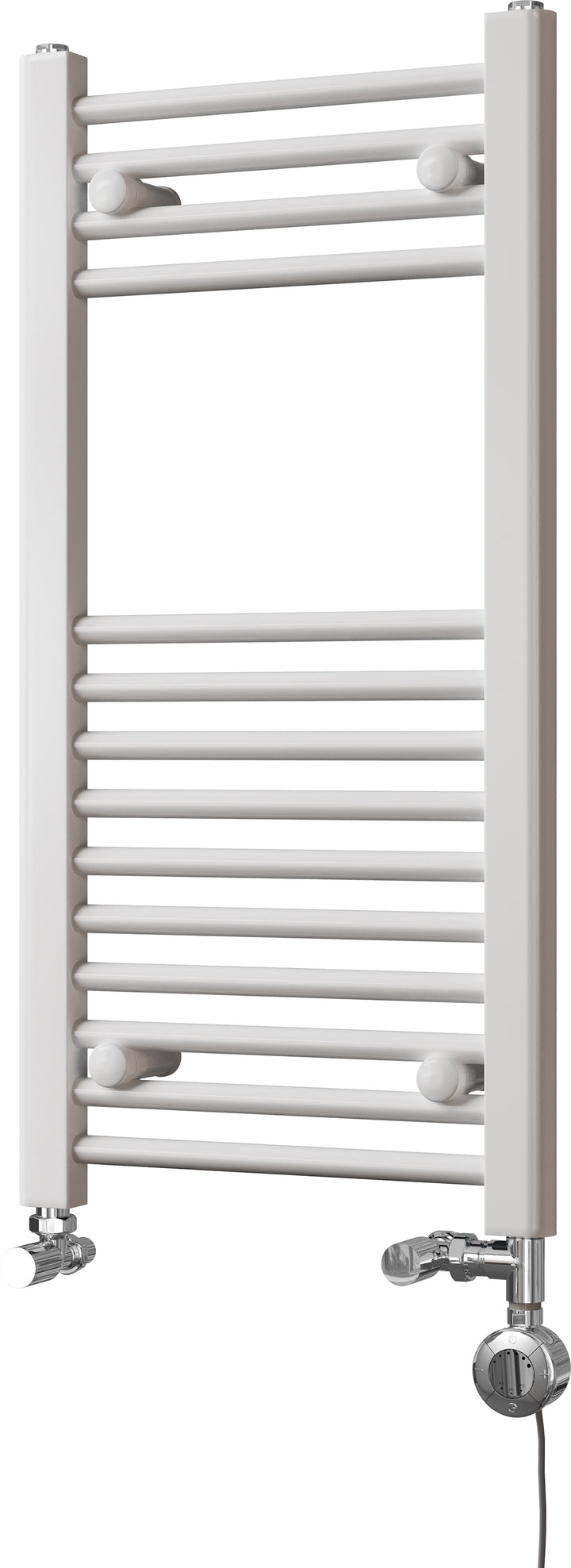 Zennor - White Dual Fuel Towel Rail H800mm x W400mm Thermostatic - Straight