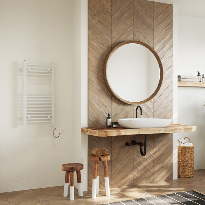 Zennor - White Electric Towel Rail H800mm x W400mm Straight 300w Thermostatic