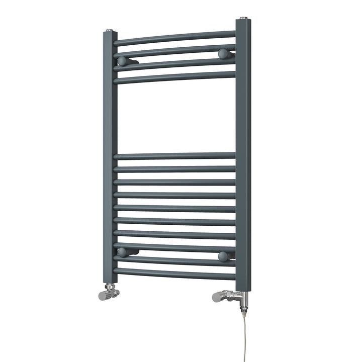Zennor anthracite dual fuel towel rail, 800mm x 500mm curved heated radiator, standard