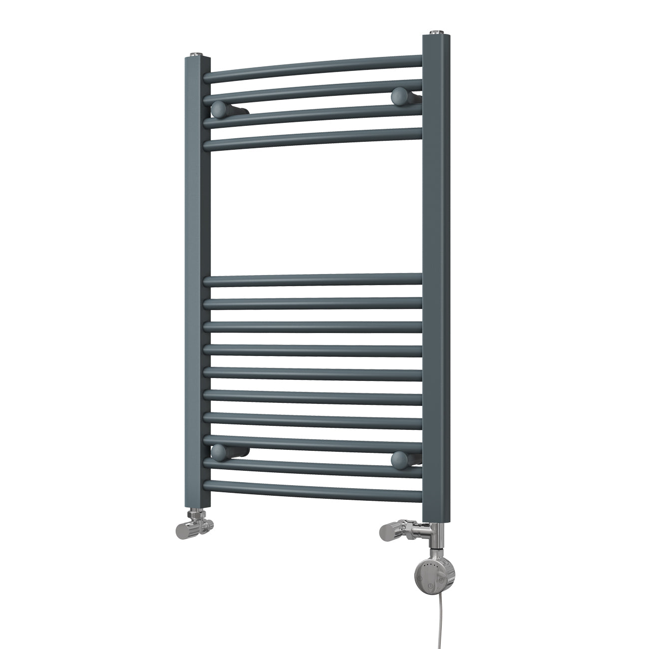 Zennor - Anthracite Dual Fuel Towel Rail H800mm x W500mm Thermostatic - Curved