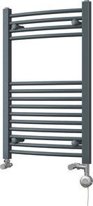 Zennor - Anthracite Dual Fuel Towel Rail H800mm x W500mm Thermostatic - Curved
