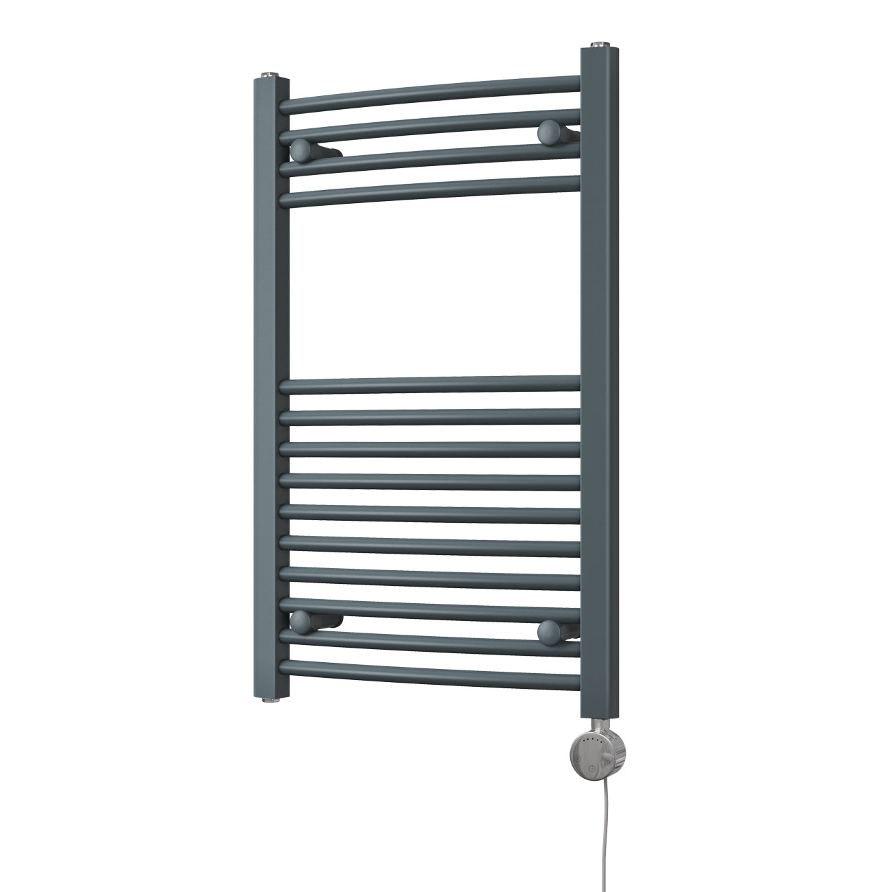 Zennor - Anthracite Electric Towel Rail H800mm x W500mm Curved 300w Thermostatic