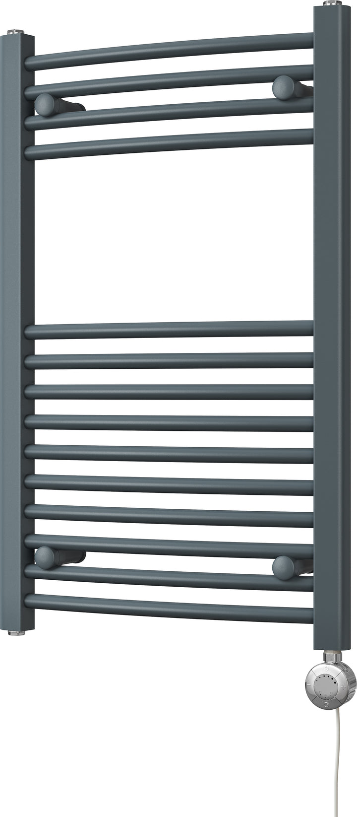 Zennor - Anthracite Electric Towel Rail H800mm x W500mm Curved 300w Thermostatic