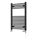 Zennor - Black Dual Fuel Towel Rail H800mm x W500mm Standard - Curved