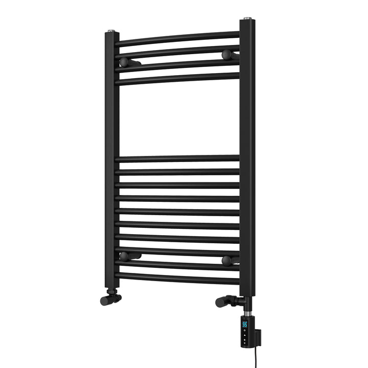Zennor - Black Dual Fuel Towel Rail H800mm x W500mm Thermostatic WIFI - Curved