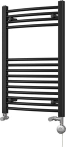Zennor - Black Dual Fuel Towel Rail H800mm x W500mm Thermostatic - Curved