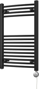 Zennor - Black Electric Towel Rail H800mm x W500mm Curved 300w Thermostatic