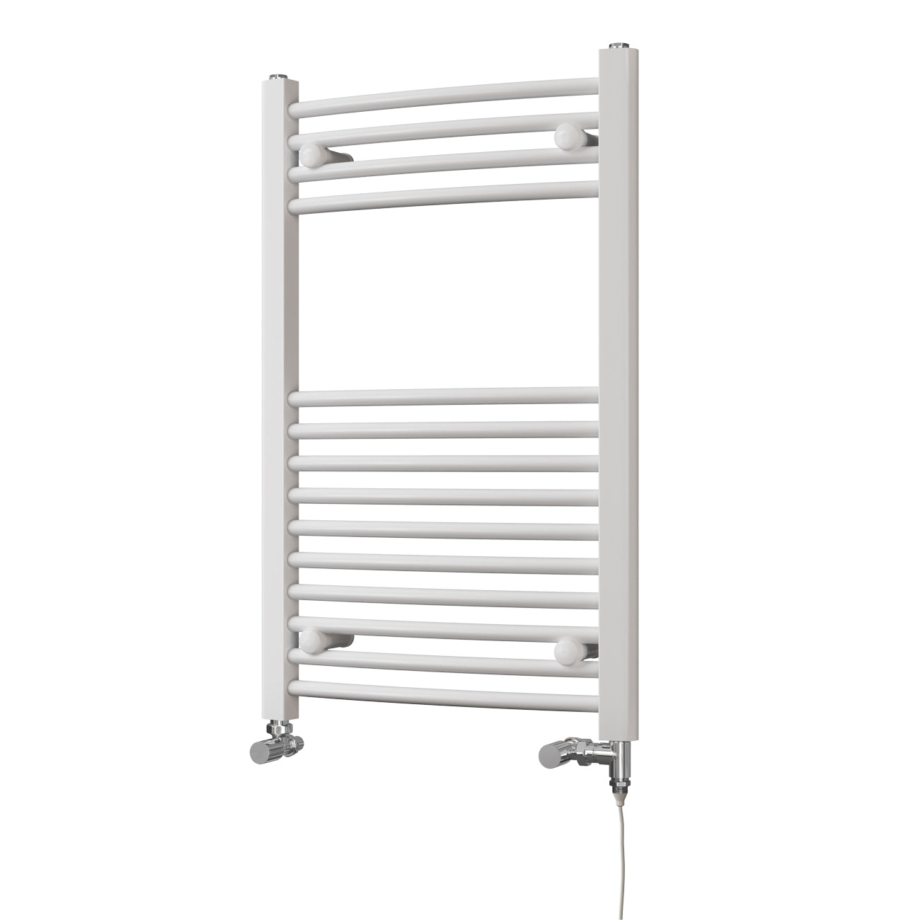 Zennor - White Dual Fuel Towel Rail H800mm x W500mm Standard - Curved