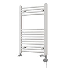Zennor - White Dual Fuel Towel Rail H800mm x W500mm Thermostatic - Curved