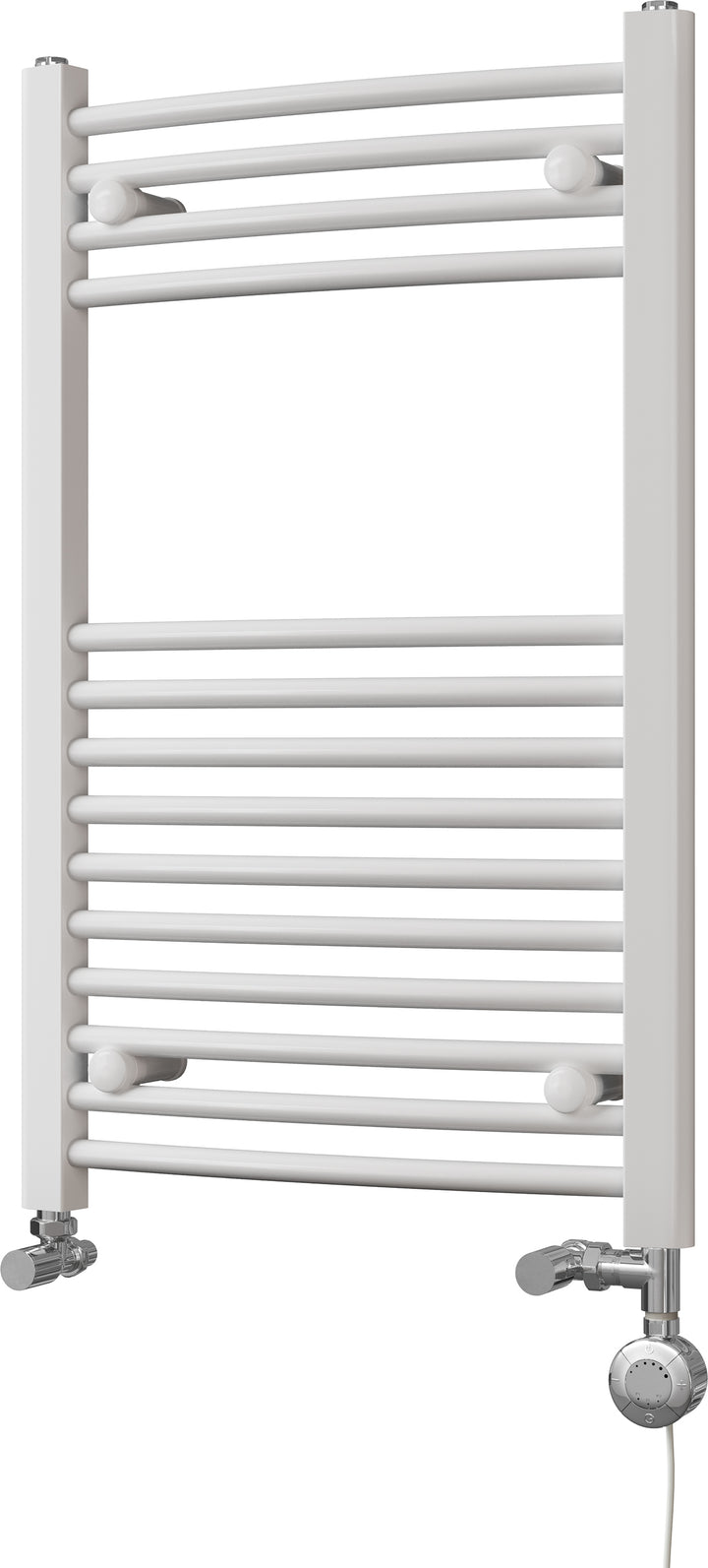 Zennor - White Dual Fuel Towel Rail H800mm x W500mm Thermostatic - Curved