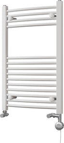Zennor - White Dual Fuel Towel Rail H800mm x W500mm Thermostatic - Curved