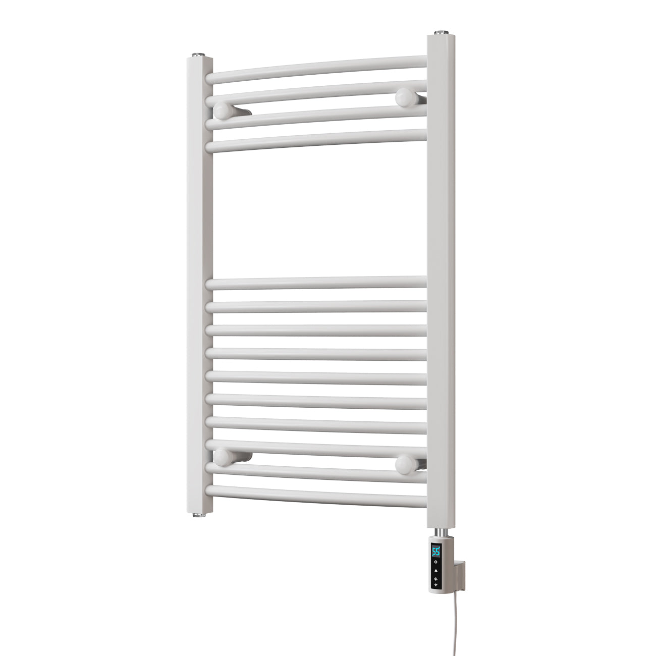 Zennor - White Electric Towel Rail H800mm x W500mm Curved 300w Thermostatic WIFI