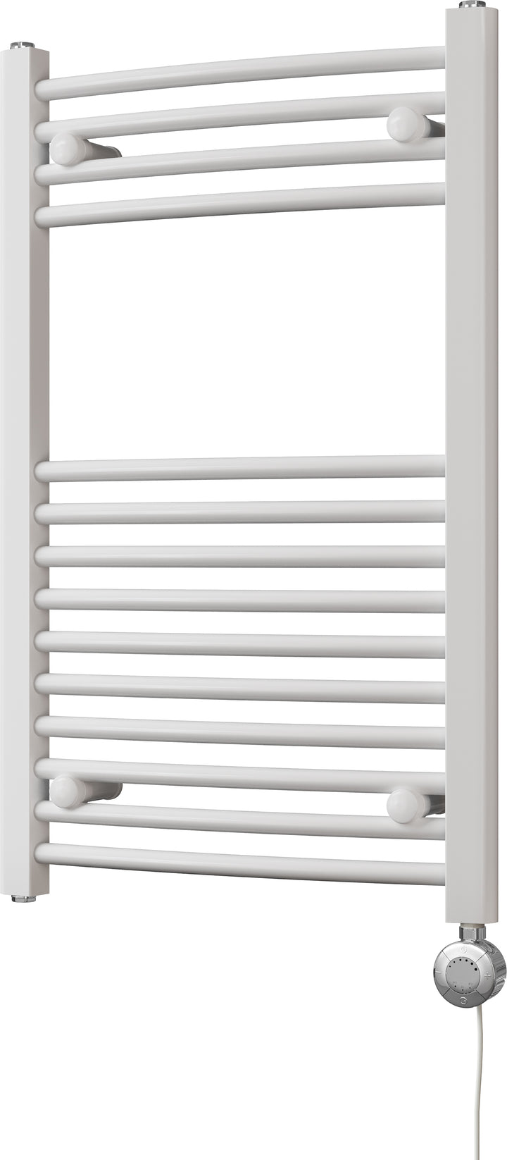 Zennor - White Electric Towel Rail H800mm x W500mm Curved 300w Thermostatic