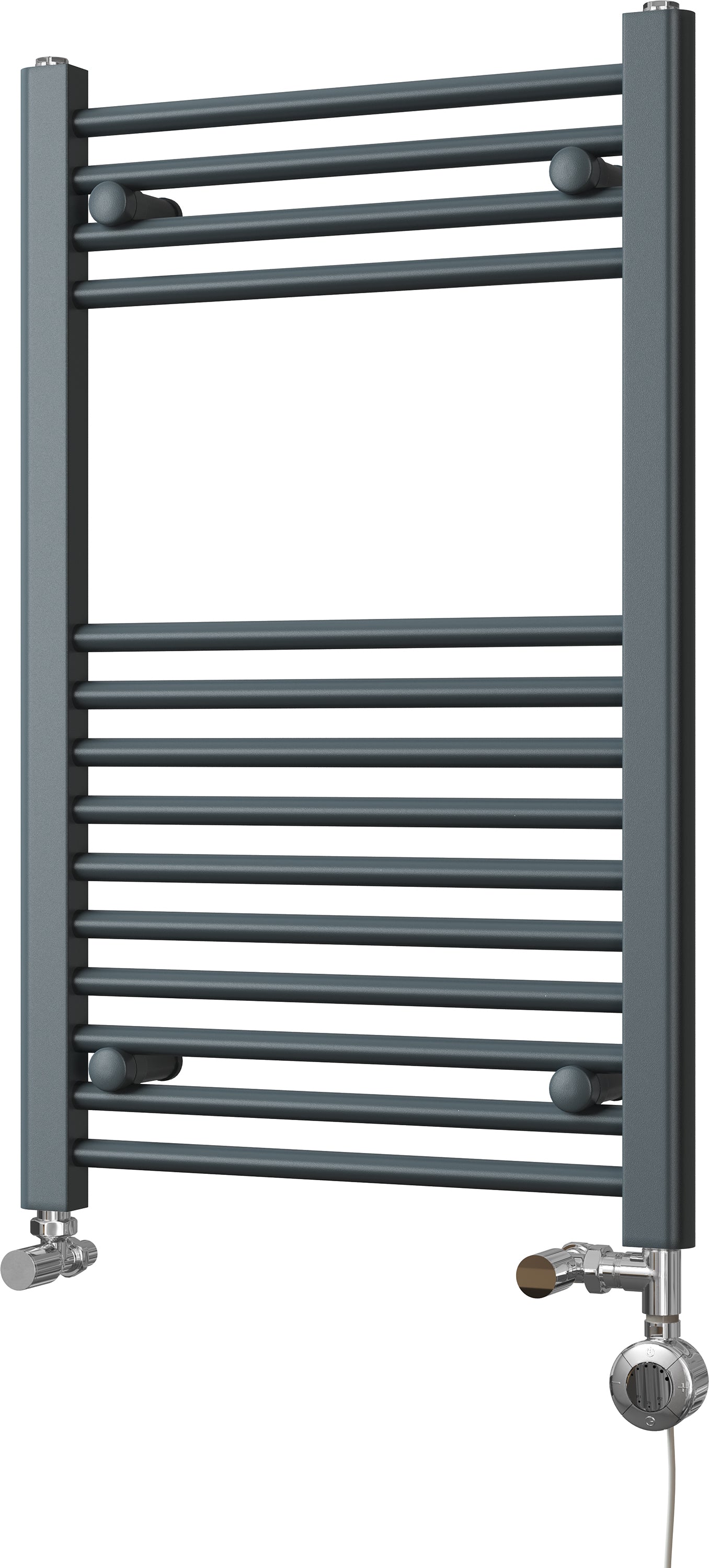 Zennor - Anthracite Dual Fuel Towel Rail H800mm x W500mm Thermostatic - Straight