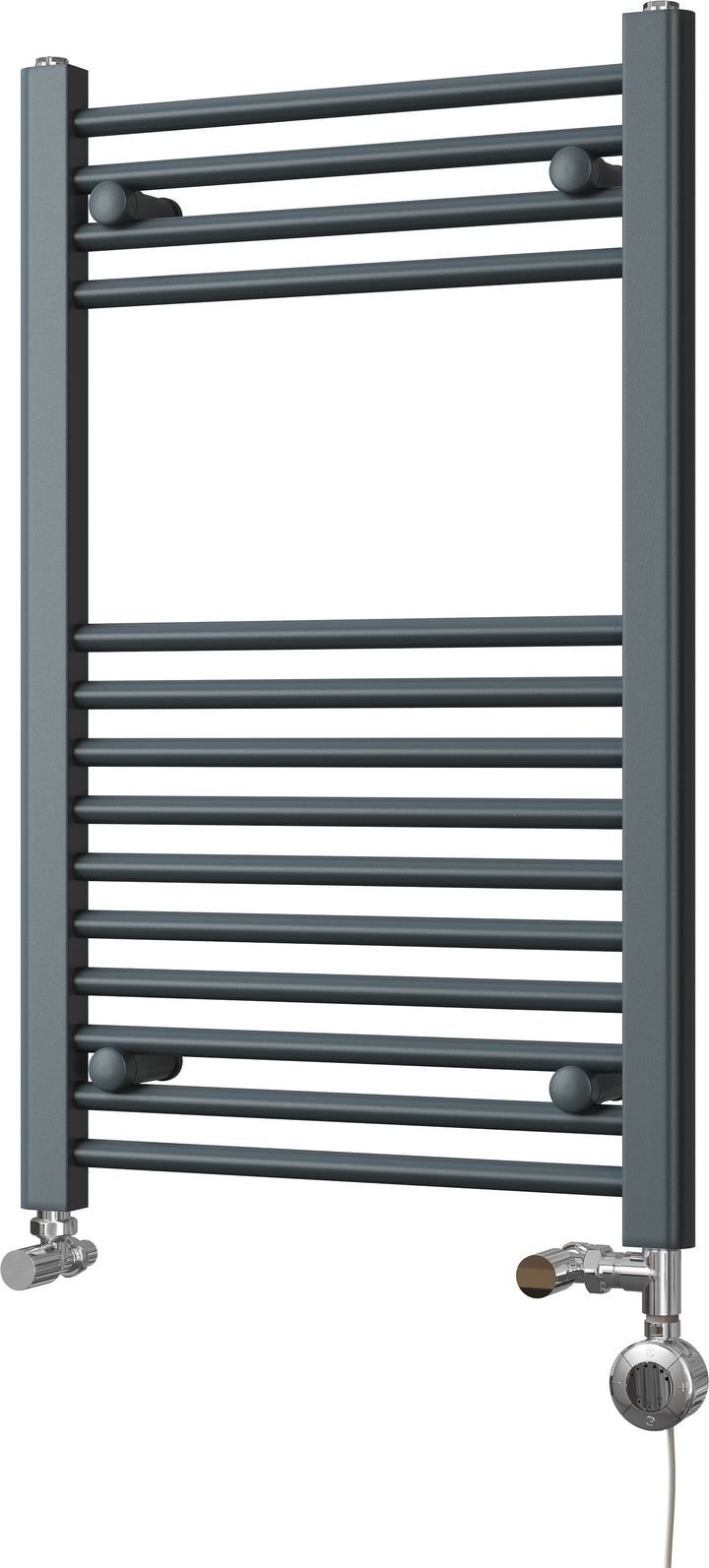 Zennor - Anthracite Dual Fuel Towel Rail H800mm x W500mm Thermostatic - Straight