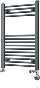 Zennor - Anthracite Dual Fuel Towel Rail H800mm x W500mm Thermostatic - Straight