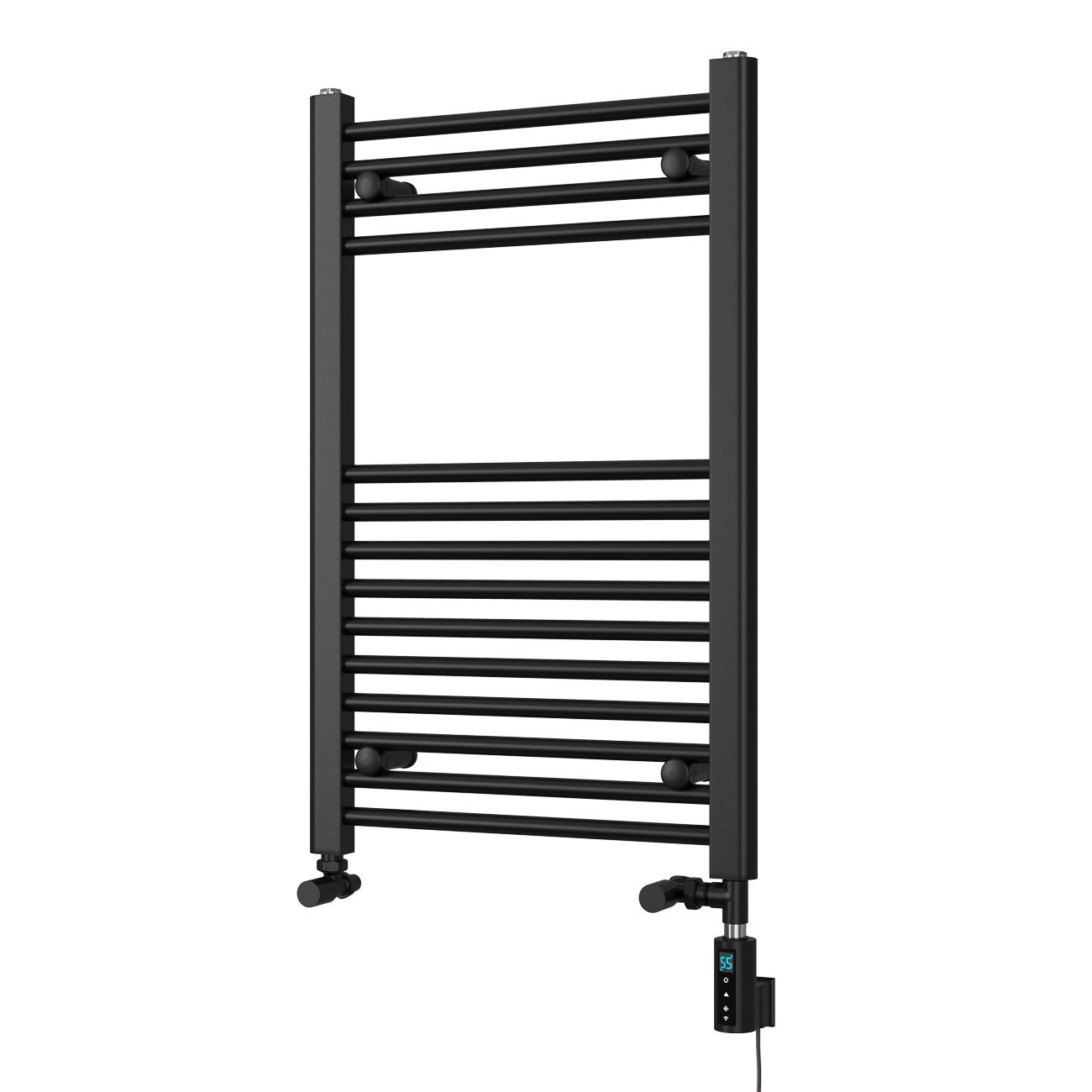Zennor - Black Dual Fuel Towel Rail H800mm x W500mm Thermostatic WIFI - Straight