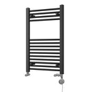 Zennor - Black Dual Fuel Towel Rail H800mm x W500mm Thermostatic - Straight