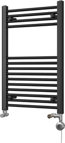 Zennor - Black Dual Fuel Towel Rail H800mm x W500mm Thermostatic - Straight