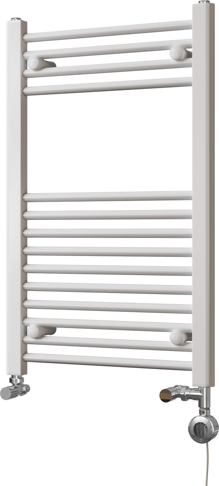 Zennor - White Dual Fuel Towel Rail H800mm x W500mm Thermostatic - Straight