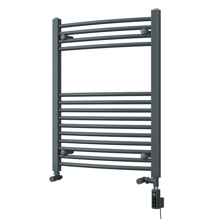 Zennor - Anthracite Dual Fuel Towel Rail H800mm x W600mm Thermostatic WIFI - Curved