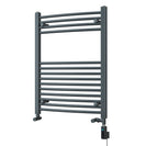 Zennor - Anthracite Dual Fuel Towel Rail H800mm x W600mm Thermostatic WIFI - Curved